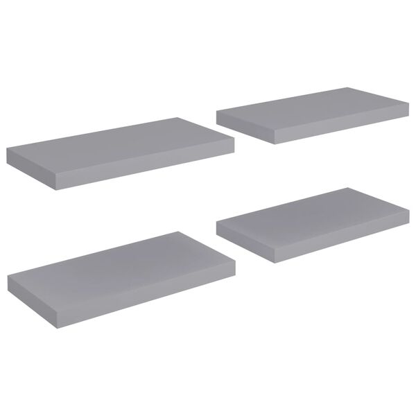 vidaXL Ράφια Τοίχου 4 τεμ. Γκρι 50x23x3,8 εκ. MDF