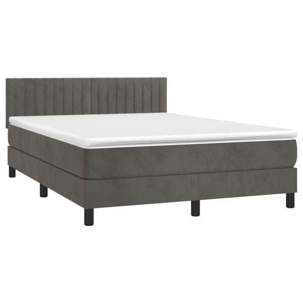 vidaXL &Kappa;&rho;&epsilon;&beta;ά&tau;&iota; Boxspring &mu;&epsilon; &Sigma;&tau;&rho;ώ&mu;&alpha; & LED &Sigma;&kappa;. &Gamma;&kappa;&rho;&iota; 140x190&epsilon;&kappa;. &Beta;&epsilon;&lambda;&omicron;ύ&delta;&iota;&nu;&omicron;