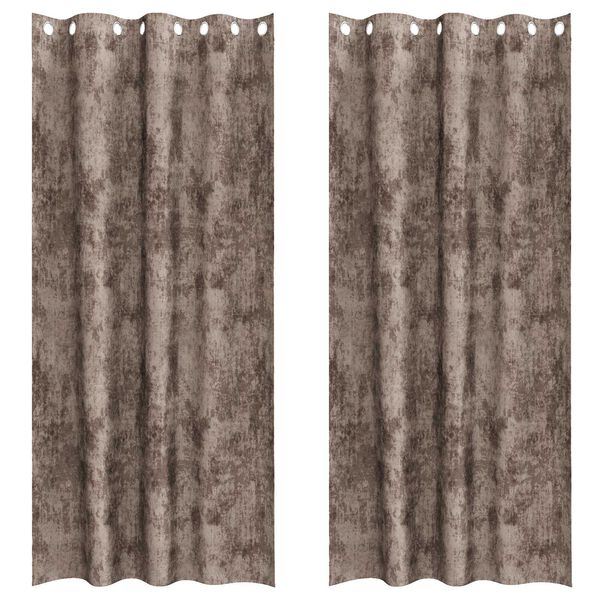 vidaXL Κουρτίνα με κουρτίνες 2 pcs Καπουτσίνο 225 x 140 εκ. Βελούδο