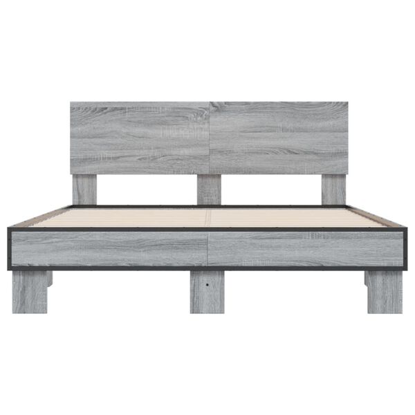 vidaXL Πλαίσιο Κρεβατιού Γκρι Sonoma 120 x 190εκ. Επεξ. Ξύλο & Μέταλλο