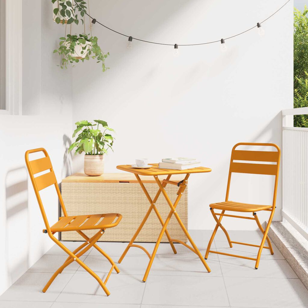 vidaXL Κρεβάτια κήπου 2 τεμ Μουσταρδί 42x52x82 εκ. Επαλειμμένο ατσάλι