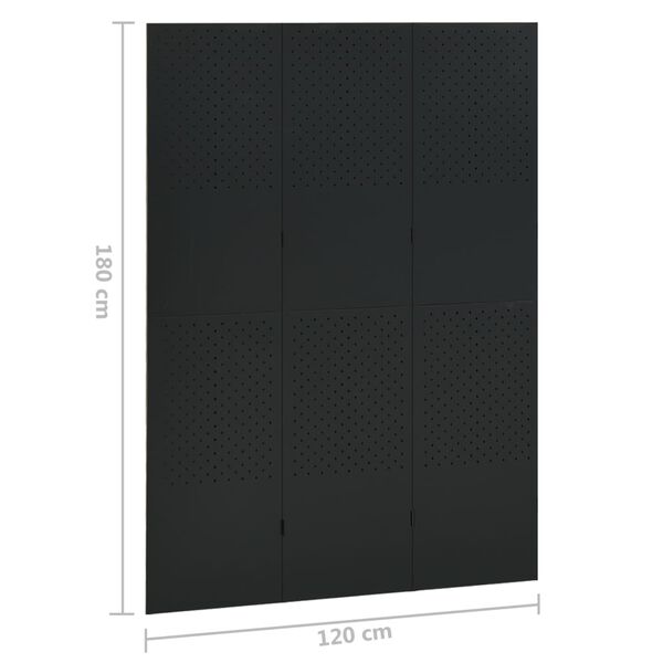 vidaXL Διαχωριστικό Δωματίου με 3 Πάνελ Μαύρο 120 x 180 εκ. από Ατσάλι