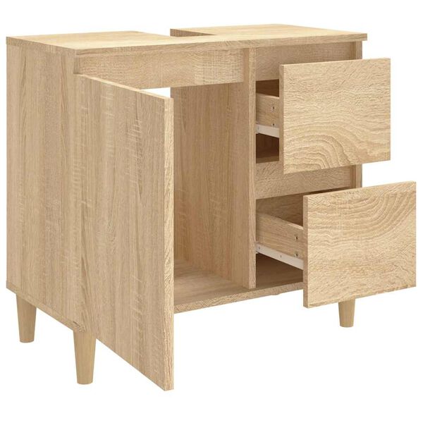 vidaXL Ντουλάπι Μπάνιου Sonoma Δρυς 65x33x60 εκ. Επεξεργασμένο Ξύλο