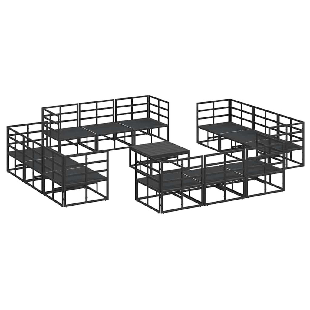 vidaXL Σετ Καναπέ Κήπου με μαξιλάρι 13 pcs Μαύρο Αλουμίνιο