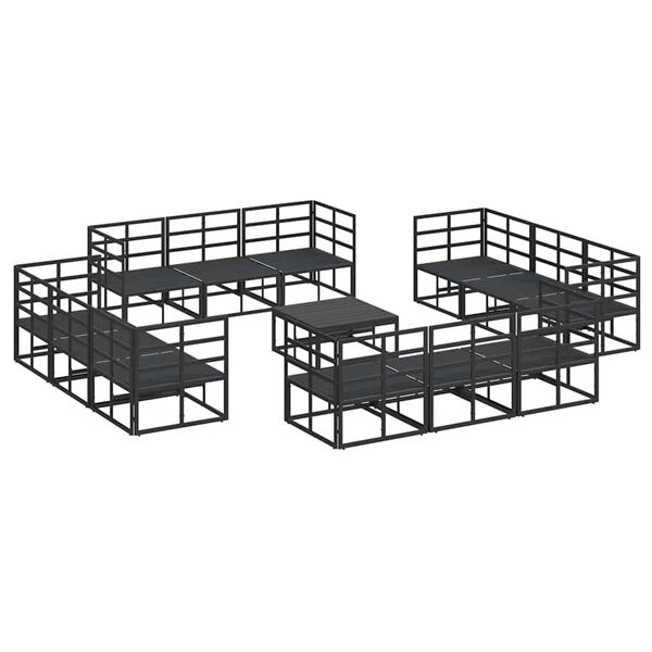 vidaXL Σετ Καναπέ Κήπου με μαξιλάρι 13 pcs Μαύρο Αλουμίνιο