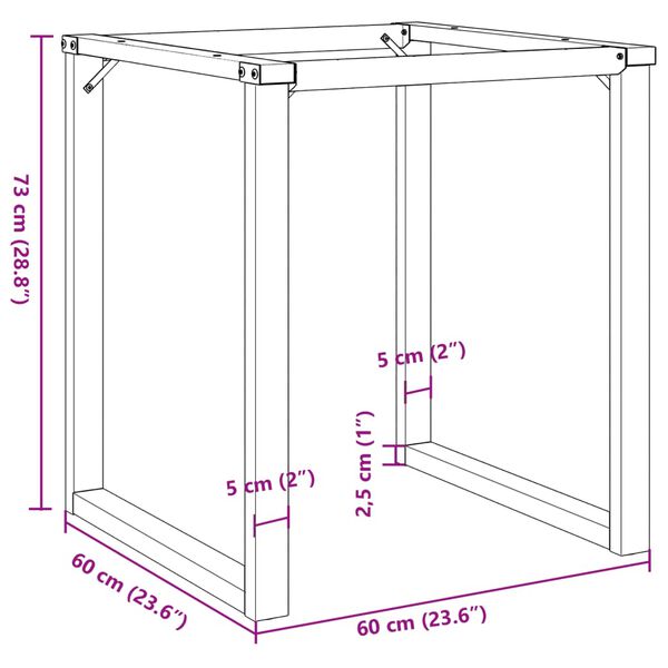 vidaXL Πόδια Τραπεζαρίας σε Σχήμα «Ο» 60x60x73 εκ. Ατσάλι