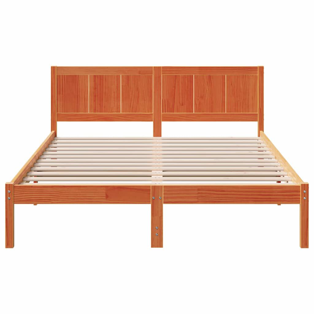 vidaXL Σκελετός Κρεβατιού Καφέ 140 x 200 cm Μασίφ ξύλο πεύκου