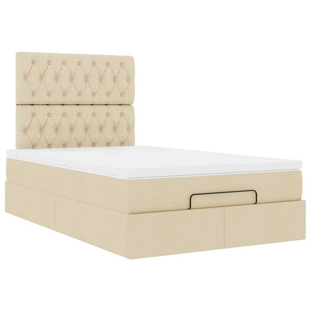 vidaXL Οθωμανικό κρεβάτι με στρώμα Cream 120x200cm ύφασμα