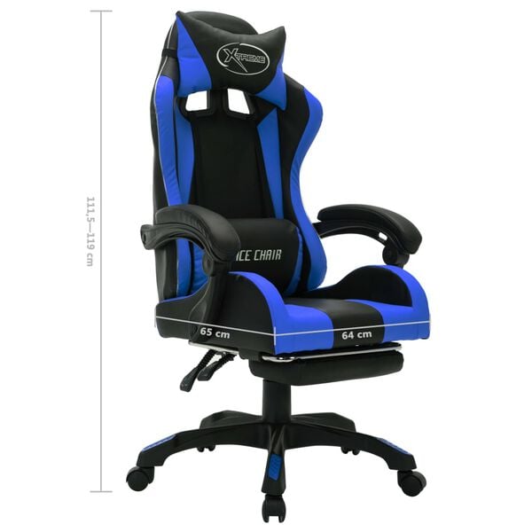 vidaXL Καρέκλα Racing με Φωτισμό RGB LED Μπλε/Μαύρο Συνθετικό Δέρμα