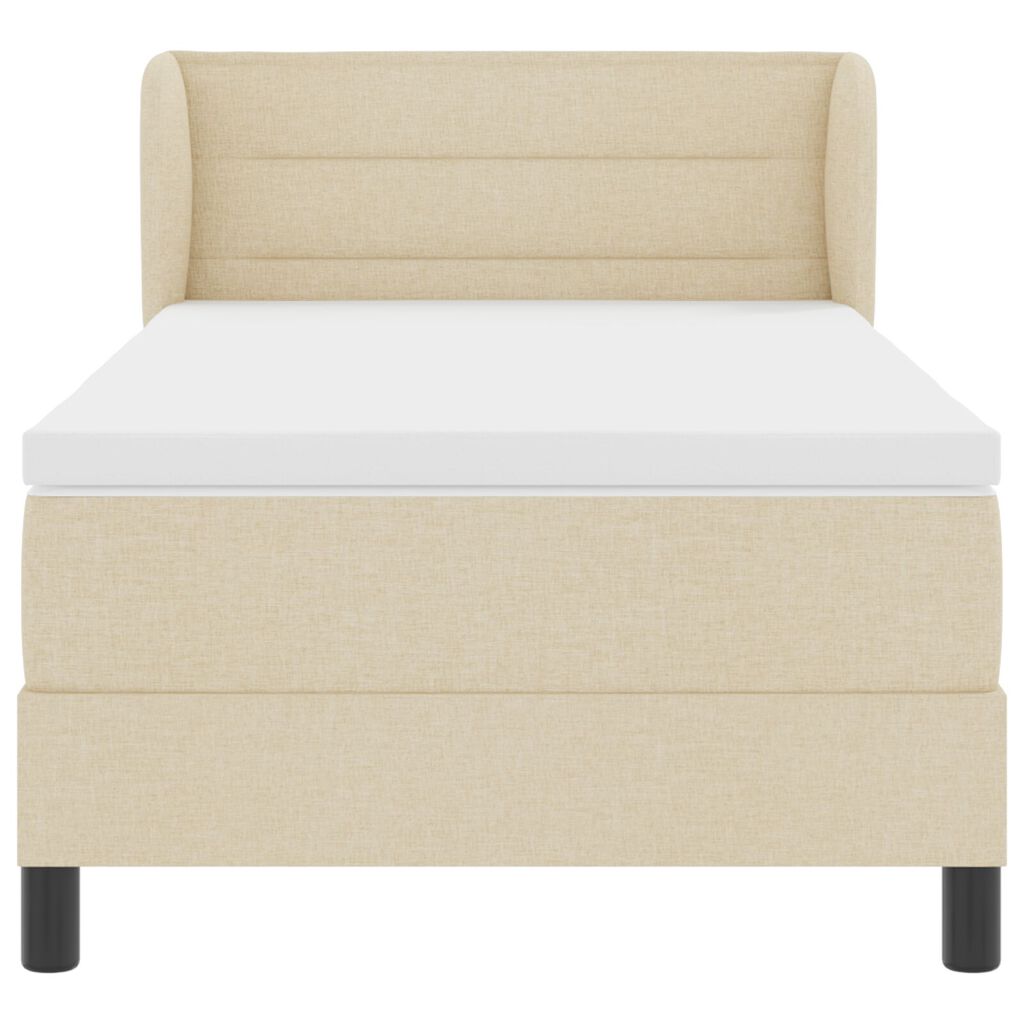 vidaXL Κρεβάτι Box Spring με στρώμα Κρεμ 100x200 εκ. Υφάσματος