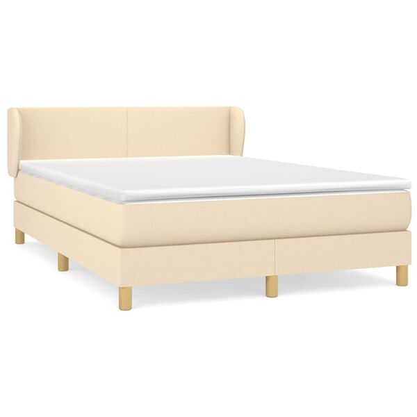 vidaXL &Kappa;&rho;&epsilon;&beta;ά&tau;&iota; Boxspring &mu;&epsilon; &Sigma;&tau;&rho;ώ&mu;&alpha; &Kappa;&rho;&epsilon;&mu; 140x190 &epsilon;&kappa;. &Upsilon;&phi;&alpha;&sigma;&mu;ά&tau;&iota;&nu;&omicron;
