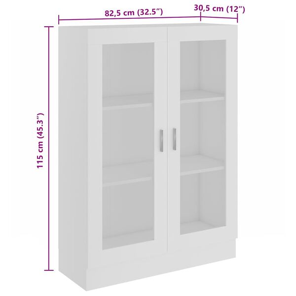 vidaXL Βιτρίνα Λευκή 82,5 x 30,5 x 115 εκ. Επεξ. Ξύλο