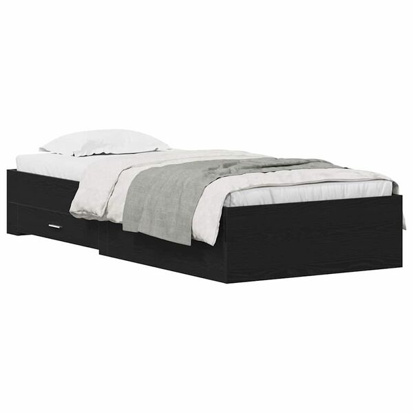 vidaXL Σκελετός Κρεβατιού Μαύρη Οξυά 90 x 190 cm Επεξεργασμένο ξύλο