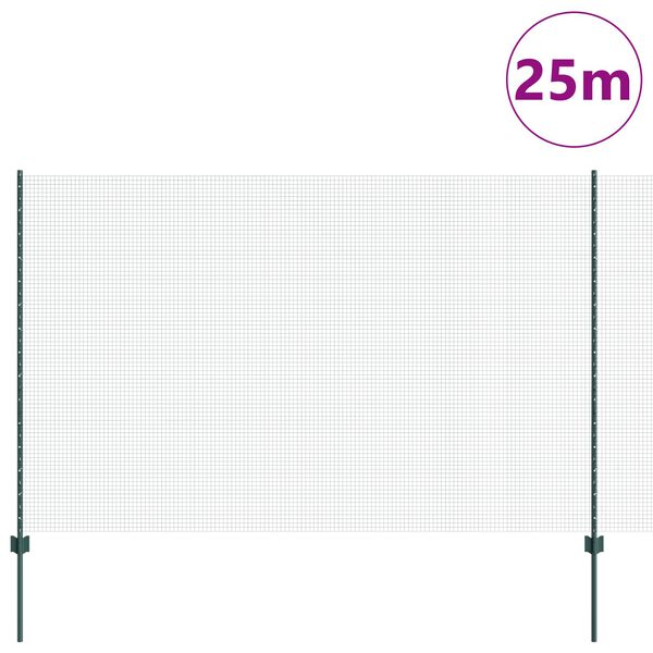 vidaXL Συρματόπλεγμάτος με 11 U Posts Πράσινο 1.5x25 μ Μέταλλο