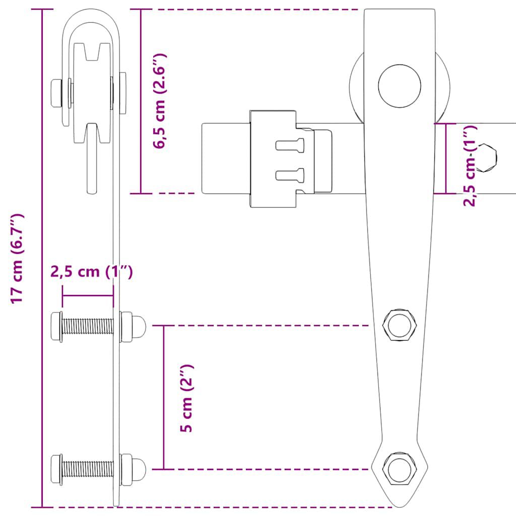 vidaXL Κιτ συρόμενης πόρτας γραφείου 244 cm από ανθρακούχο χάλυβα