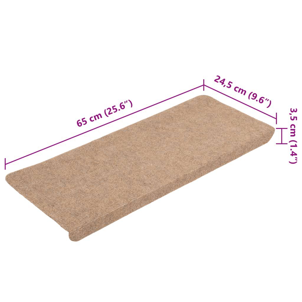 vidaXL Πατάκια Σκάλας Αυτοκόλλητα 15 τεμ. Μπεζ 65x24,5x3,5 εκ.