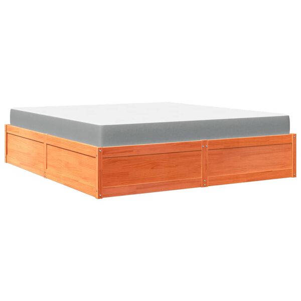 vidaXL Κρεβάτι με Στρώμα Καφέ Κεριού 180x200 εκ Μασίφ Ξύλο Πεύκου