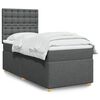 vidaXL Κρεβάτι Boxspring με Στρώμα Σκούρο Γκρι 90x190 εκ. Υφασμάτινο