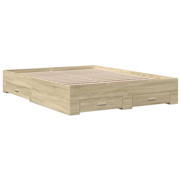 vidaXL Πλαίσιο Κρεβατιού με συρτάρια Sonoma Δρυς 140x200εκ. Επεξ. Ξύλο
