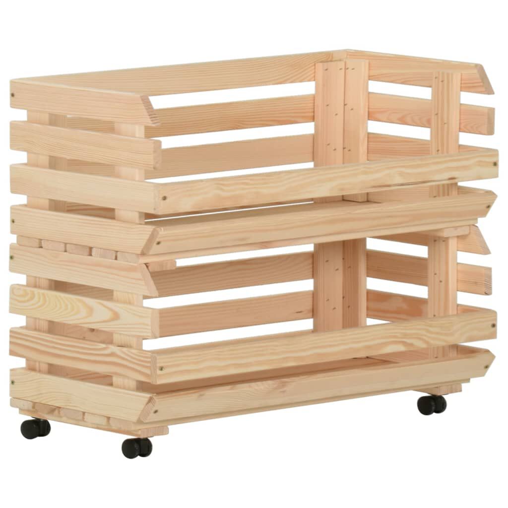 vidaXL Τρόλεϊ Λαχανικών 77 x 30 x 80 εκ. από Μασίφ Ξύλο Πεύκου