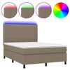 vidaXL &Kappa;&rho;&epsilon;&beta;ά&tau;&iota; Boxspring &mu;&epsilon; &Sigma;&tau;&rho;ώ&mu;&alpha; & LED Taupe 140x190 &epsilon;&kappa;. &Upsilon;&phi;&alpha;&sigma;&mu;ά&tau;&iota;&nu;&omicron;