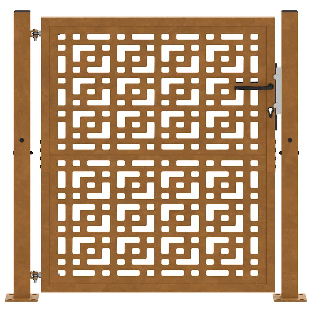 vidaXL Πύλη κήπου 105x105 cm Σταυρός σχεδιασμού από διαβρωμένο χάλυβα