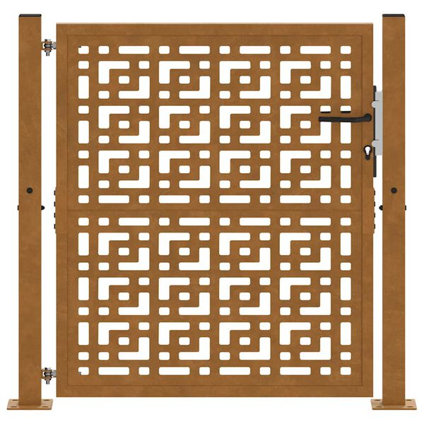 vidaXL Πύλη κήπου 105x105 cm Σταυρός σχεδιασμού από διαβρωμένο χάλυβα