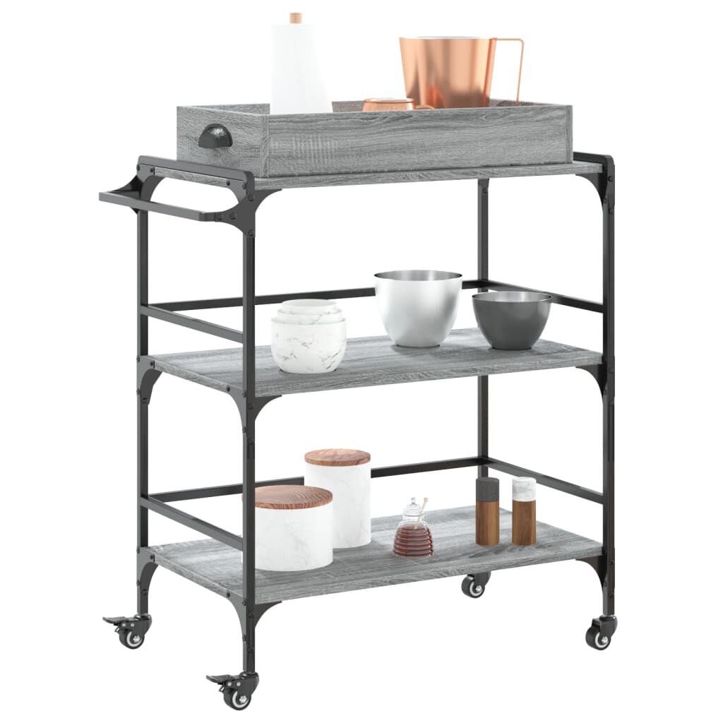 vidaXL Τρόλεϊ Κουζίνας Sonoma Γκρι 81,5x41x92,5 εκ. Επεξεργασμένο Ξύλο