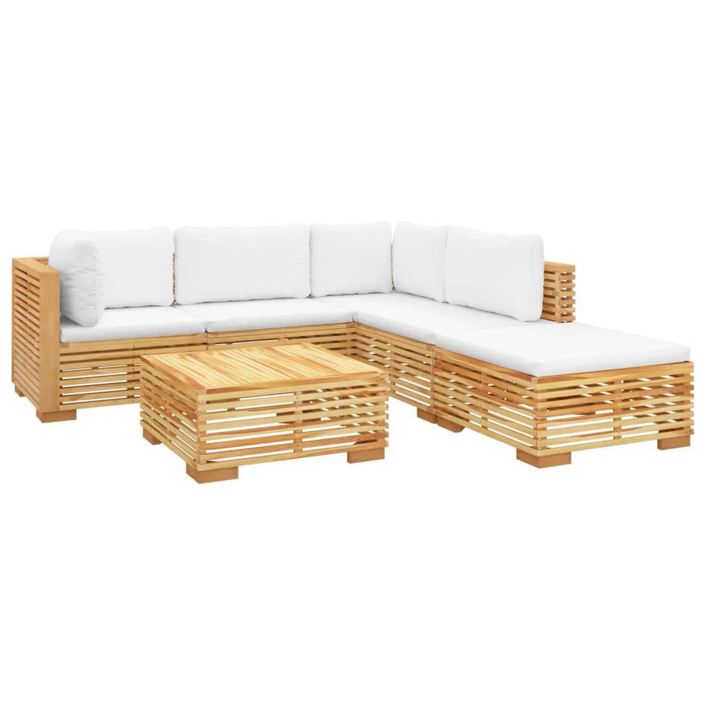 vidaXL Σαλόνι Κήπου Σετ 6 Τεμαχίων από Μασίφ Ξύλο Teak με Μαξιλάρια