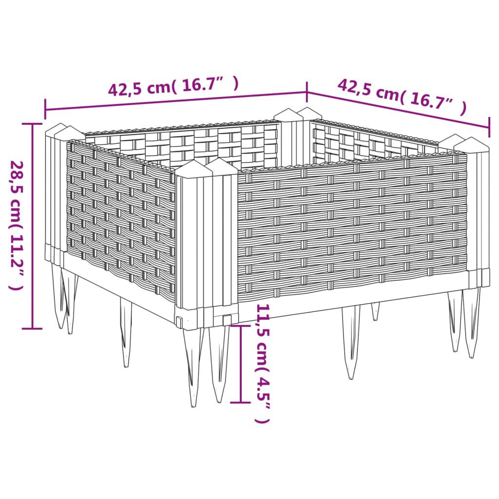 vidaXL Ζαρντινιέρα με Πασσάλους Λευκή 42,5x42,5x28,5 εκ Πολυπροπυλένιο
