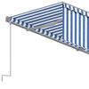 vidaXL Τέντα Συρόμενη Χειροκίνητη με Σκίαστρο & LED Μπλε/Λευκό 3x2,5 μ