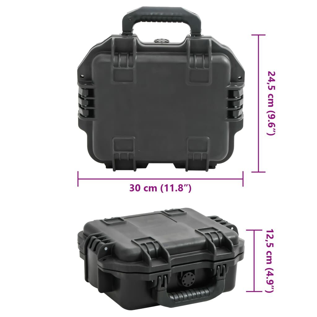 vidaXL Θήκη Πτήσης Φορητή Μαύρη 30x24,5x12,5 εκ. από Πολυπροπυλένιο