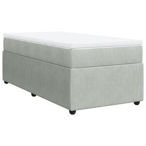 vidaXL Κρεβάτι Boxspring με Στρώμα Ανοιχτό Γκρι 90x190 εκ. Βελούδινο