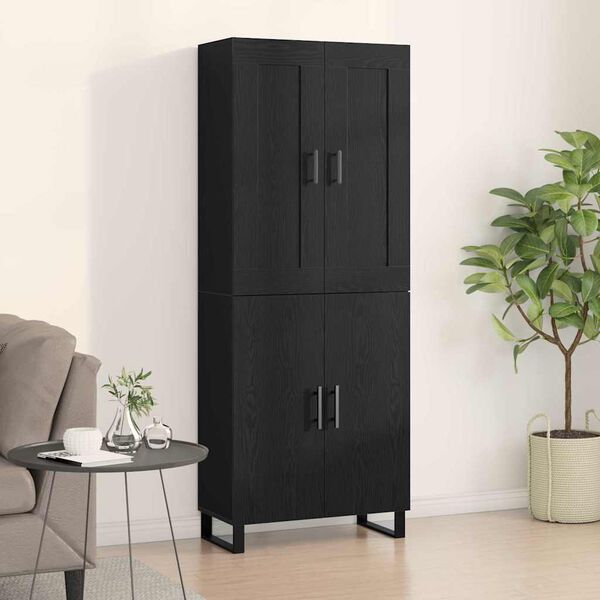 vidaXL Highboard Μαύρη Οξυά 69,5 x 34 x 180 εκ. Επεξεργασμένο ξύλο