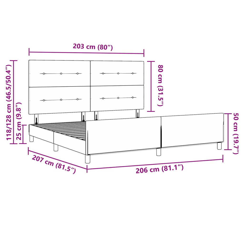 vidaXL Κρεβάτι Φωτεινού Γκρι 200x200 εκ. Υφασμάτινο