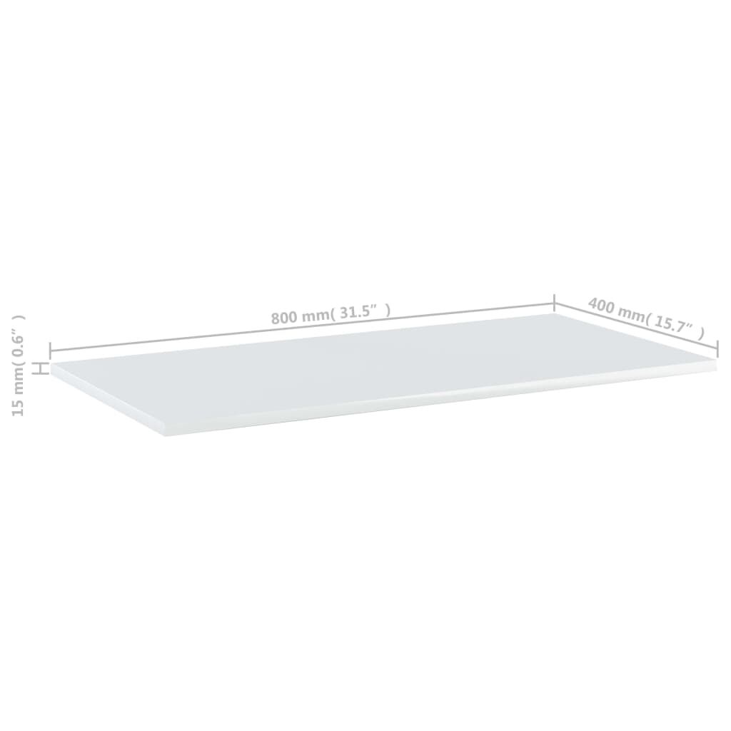 vidaXL Ράφια Βιβλιοθήκης 4 τεμ. Γυαλ. Λευκό 80x40x1,5 εκ. Επεξ. Ξύλο