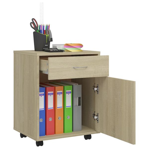 vidaXL Ντουλάπι Τροχήλατο Sonoma Δρυς 45 x 38 x 54 εκ. από Επεξ. Ξύλο