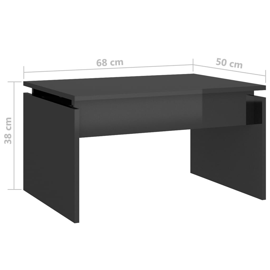 vidaXL Τραπεζάκι Σαλονιού Γυαλ. Γκρι 68 x 50 x 38 εκ. από Μοριοσανίδα