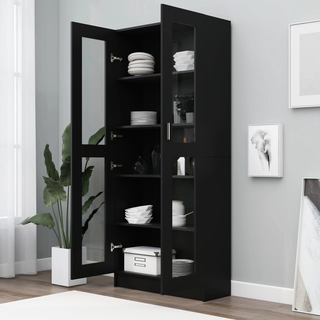 vidaXL Βιτρίνα Μαύρη 82,5 x 30,5 x 185,5 εκ. Επεξ. Ξύλο