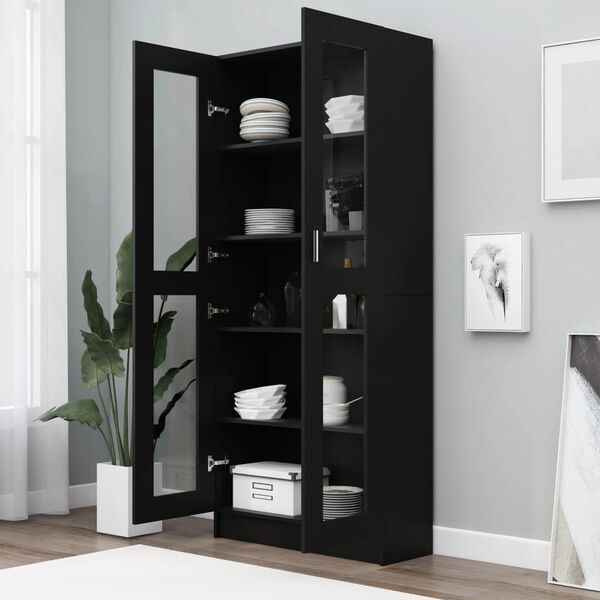 vidaXL Βιτρίνα Μαύρη 82,5 x 30,5 x 185,5 εκ. Επεξ. Ξύλο