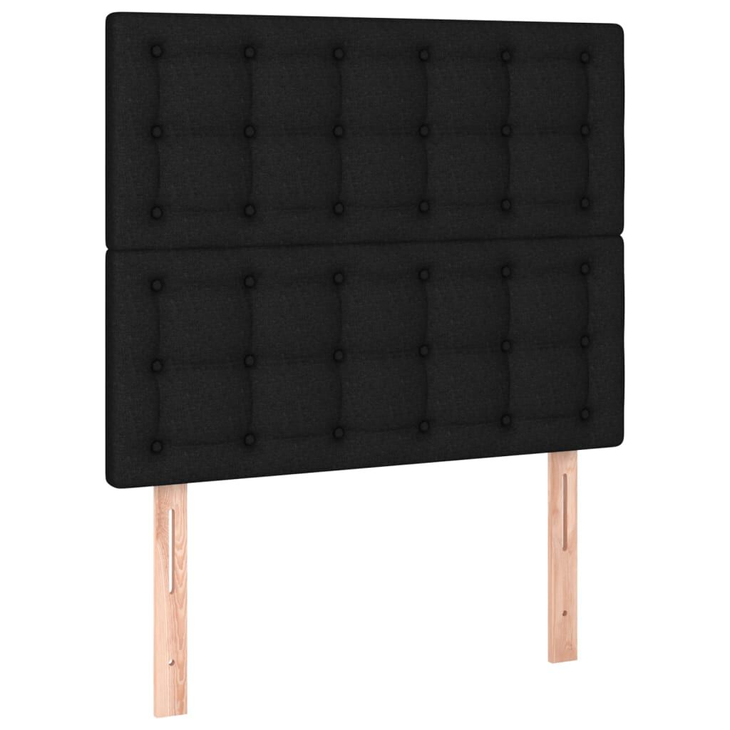 vidaXL Κρεβάτι Boxspring με Στρώμα & LED Μαύρο 90x190 εκ. Υφασμάτινο
