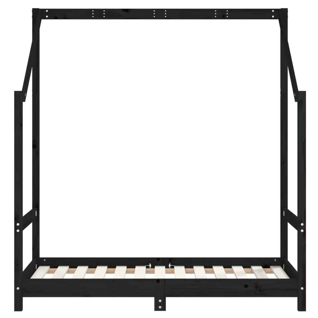 vidaXL Πλαίσιο Κρεβατιού Μαύρο 2x(70x140) εκ. από Μασίφ Ξύλο Πεύκου