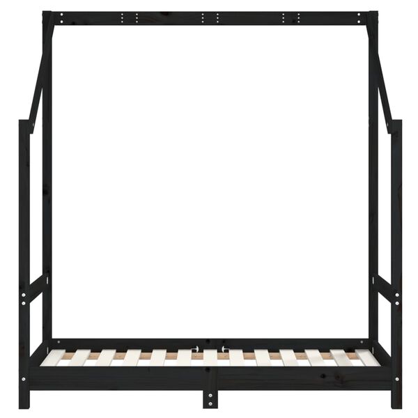 vidaXL Πλαίσιο Κρεβατιού Μαύρο 2x(70x140) εκ. από Μασίφ Ξύλο Πεύκου