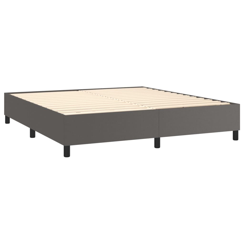 vidaXL Κρεβάτι Boxspring με Στρώμα Γκρι 180x200 εκ. Συνθετικό Δέρμα
