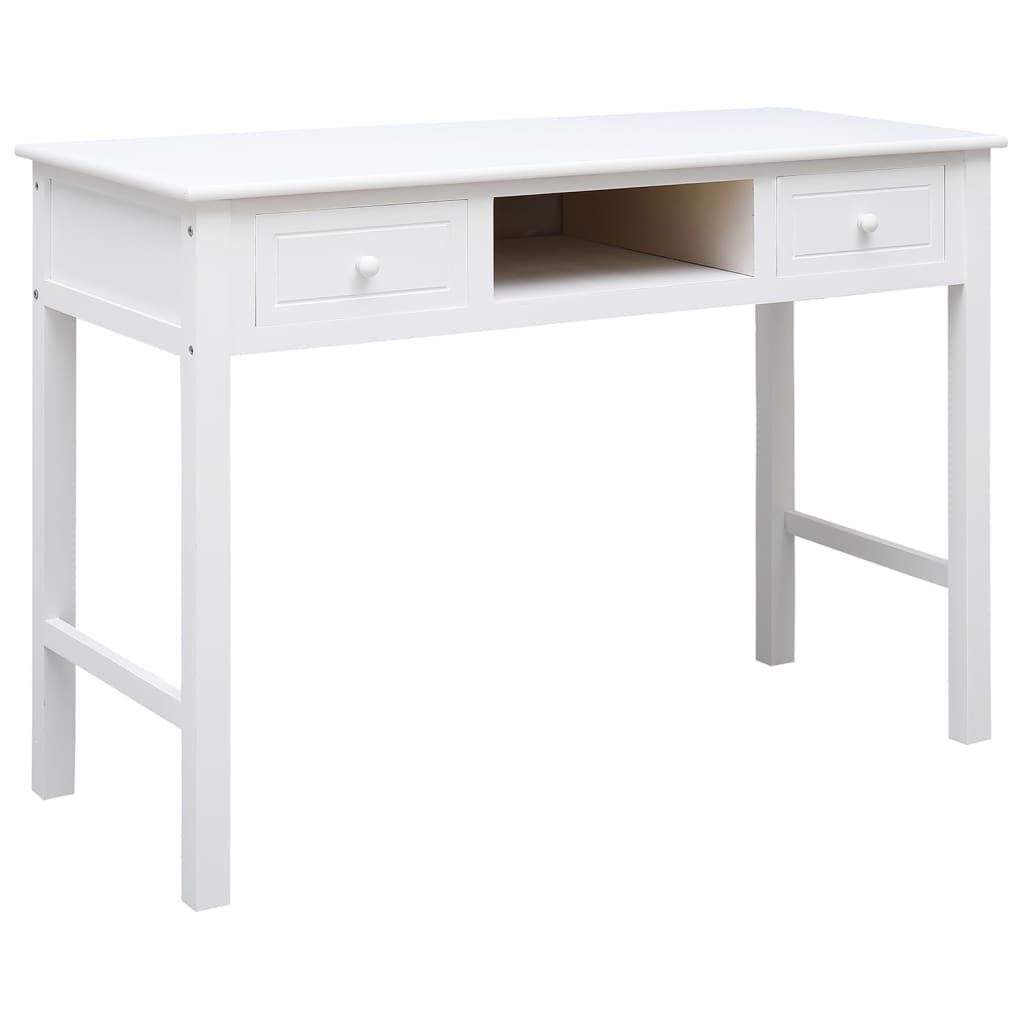 vidaXL Γραφείο Λευκό 108 x 45 x 76 εκ. από Μασίφ Ξύλο Παυλώνιας