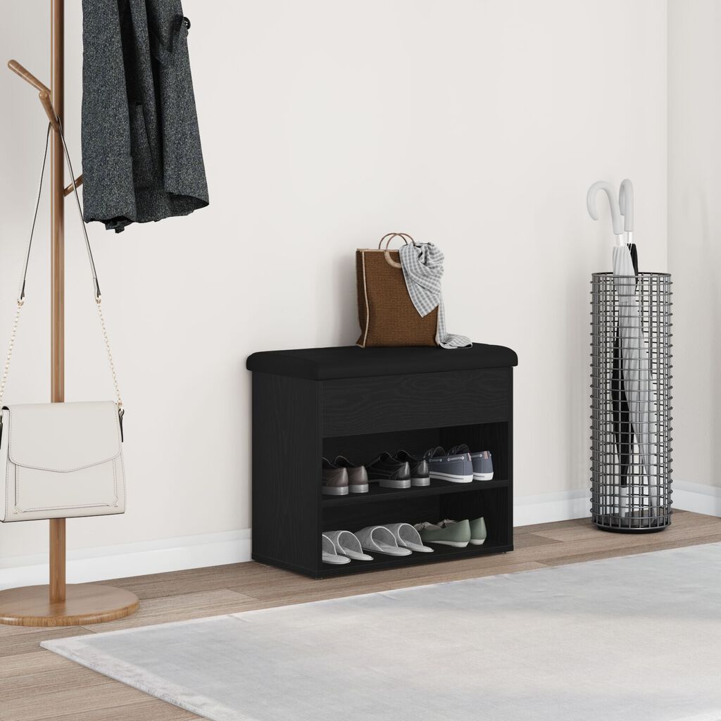 vidaXL Παγκάκι Αποθήκευσης Μαύρο Δρυς 60x30x48 εκ. Επεξεργασμένο Ξύλο