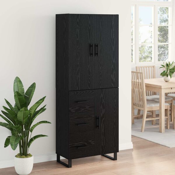 vidaXL Highboard &mu;&epsilon; &sigma;&upsilon;&rho;&tau;ά&rho;&iota; 2 pcs &Mu;&alpha;ύ&rho;&eta; &Omicron;&xi;&upsilon;ά 69,5 x 34 x 180 &epsilon;&kappa;.