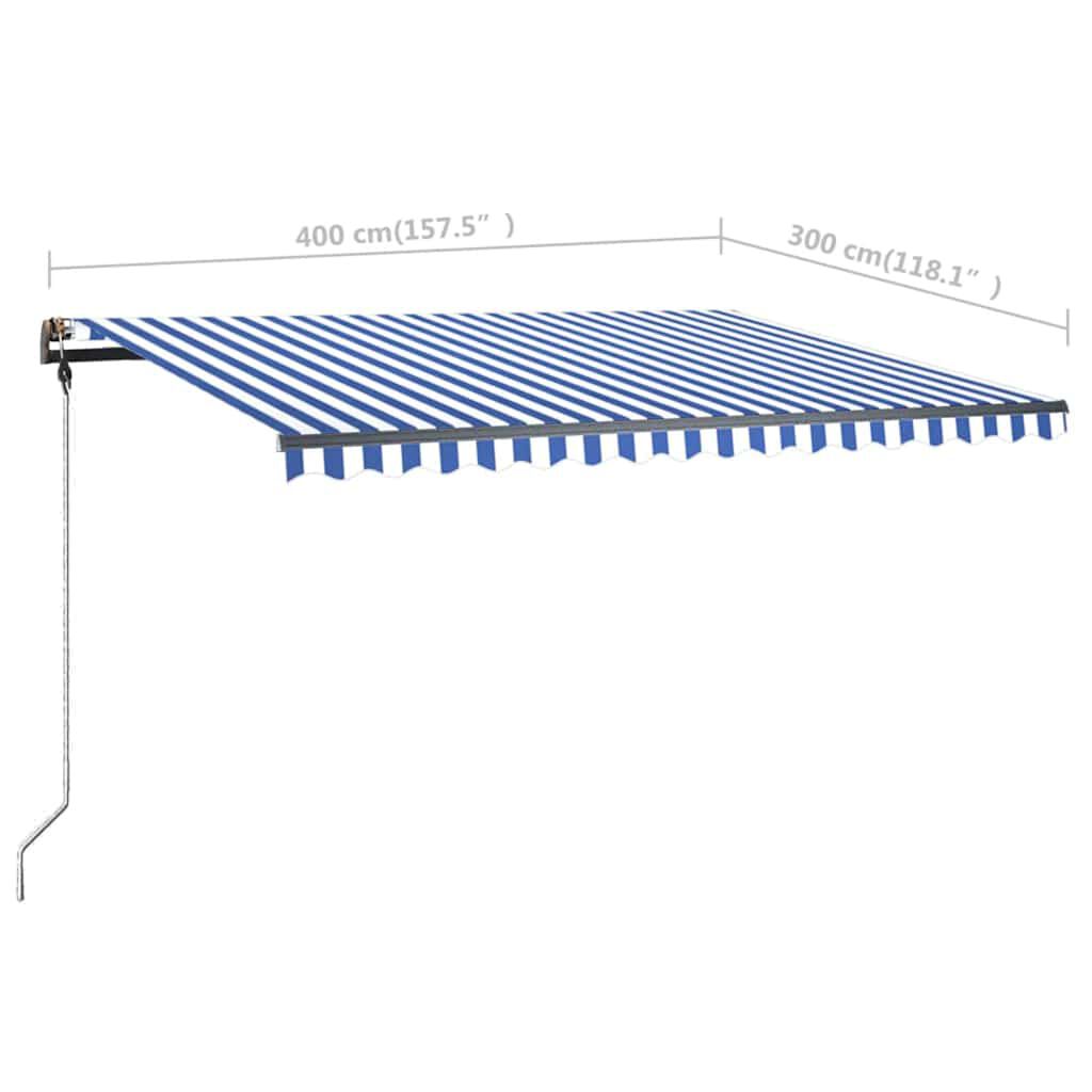 vidaXL Τέντα Συρόμενη Χειροκίνητη με LED Μπλε / Λευκό 400 x 300 εκ.