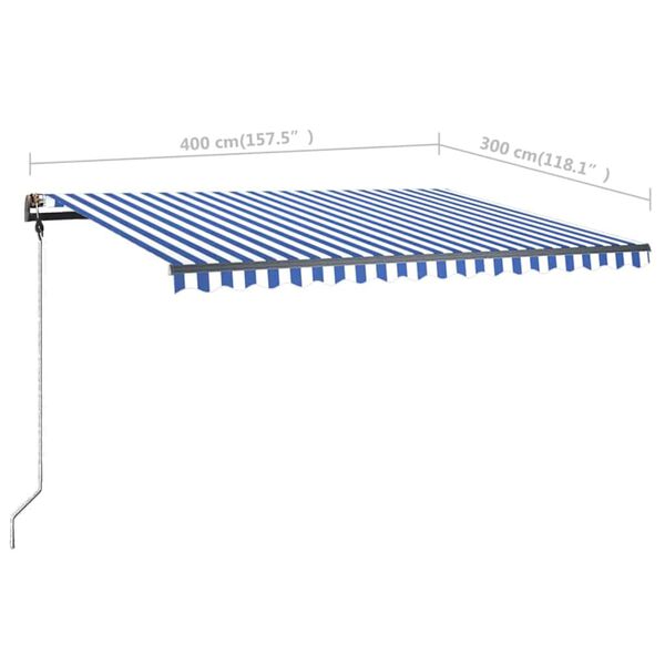 vidaXL Τέντα Συρόμενη Χειροκίνητη με LED Μπλε / Λευκό 400 x 300 εκ.
