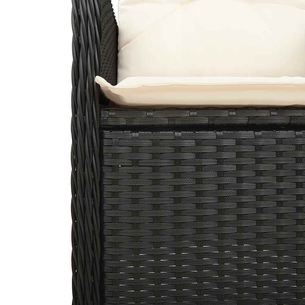 vidaXL Σετ Επίπλων Bistro Κήπου 3 τεμ Μαύρο Συνθετ. Ρατάν με Μαξιλάρια
